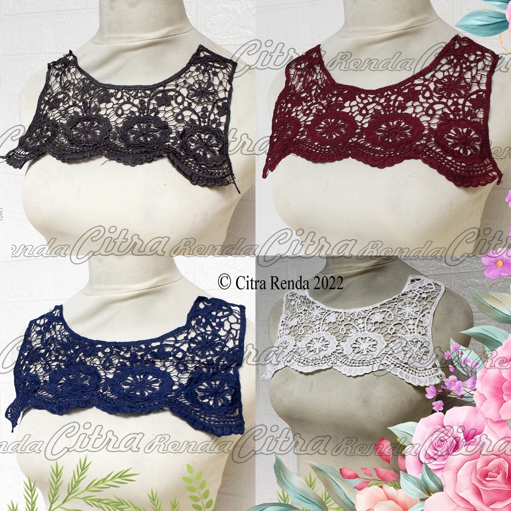 (Per Pcs) AP141 Aplikasi Kerah Bordir Tempel Cantik