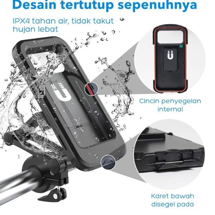 [KODE PRODUK FJN7J5097] SR - Holder HJ 89 360 motor Stang /sepeda waterproof HJ-89 360 card holder H