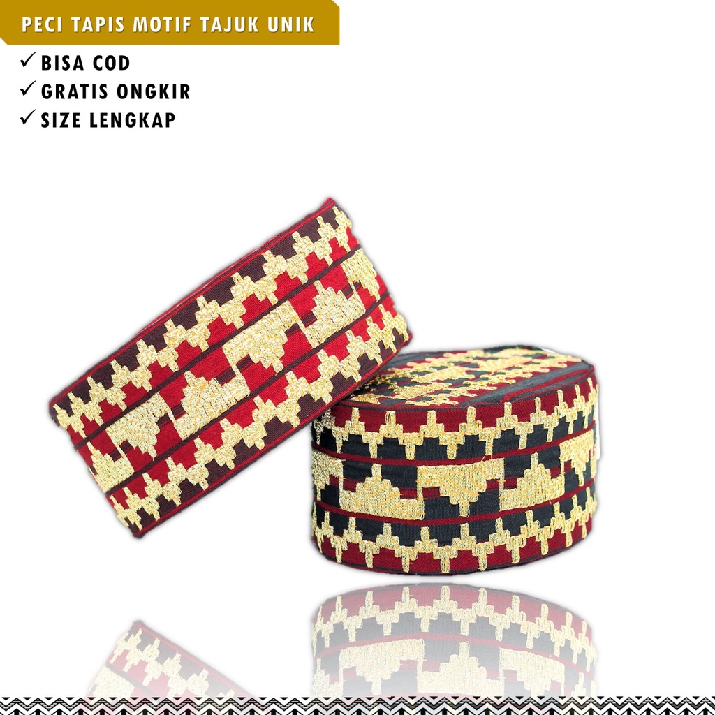 LAMPUNG ETHNICA OFICIAL - TAPIS LAMPUNG ASLI - Peci Tapis Lampung Motif Abung - motif tajuk unik - p