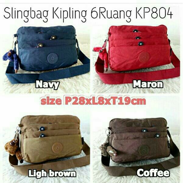 K804B Tas Selempang Wanita Import Kipling Polos 6Ruang