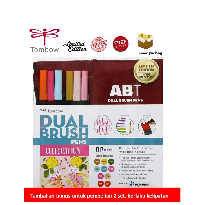 

Tombow Dual Brush Pen ABT, Celebration, set 10, free case