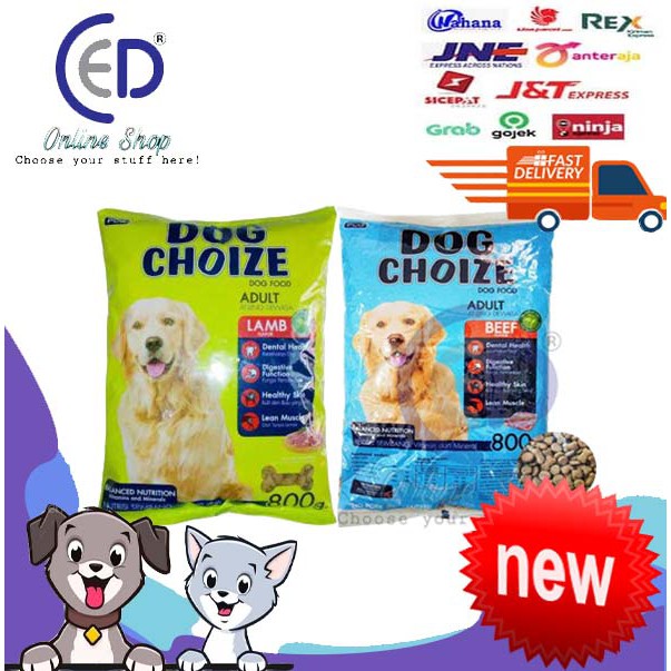 MAKANAN ANJING DOG CHOIZE BEEF &amp; LAMB 800GR SETARA BOLT DOG