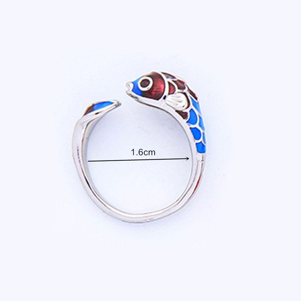 Preva Rings Good Luck Ladies Enamel Warna Silver Cincin Jari Ikan Koi