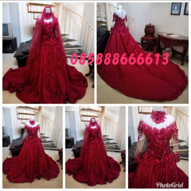 gaun pengantin ekor/gaun pengantin/gaun wedding