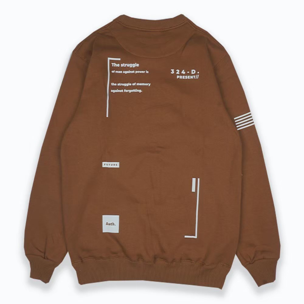 BRAD PRESENT ORIGINAL Sweater Crewneck Sweatshirt cowok warna Brown seri 324D art F3005