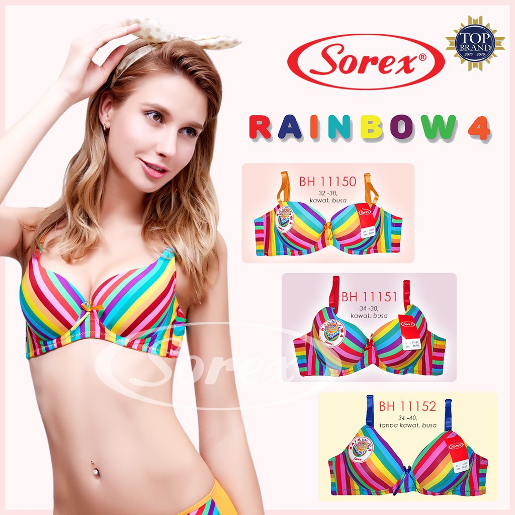 WW BRA BH 11152 RAINBOW TANPA KAWAT SOREX remaja lucu pelangi trendy cute