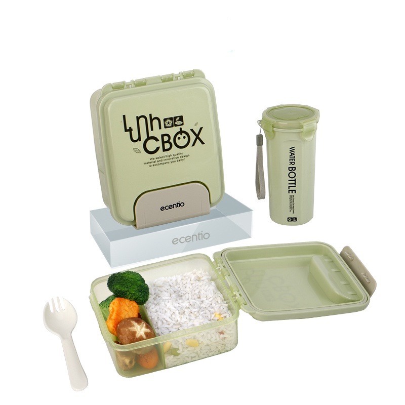 1 Set Kotak Bekal Free 500ml Botol Minum / 1000ml Tempat Makan Lunch Box Anti Bocor