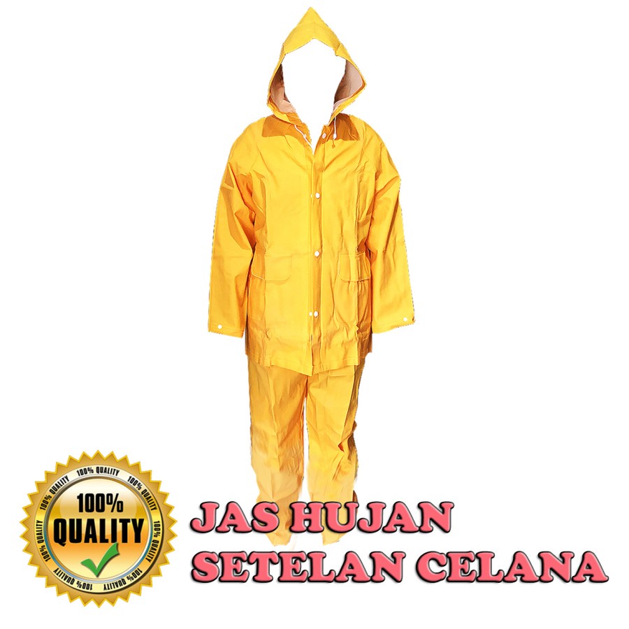 JAS HUJAN SETELAN CELANA KUNING