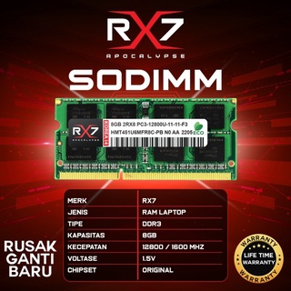 MEMORY RAM LAPTOP RX7 DDR3 8GB 12800 Mhz NON L 1.5V GARANSI LIFETIME WARRANT