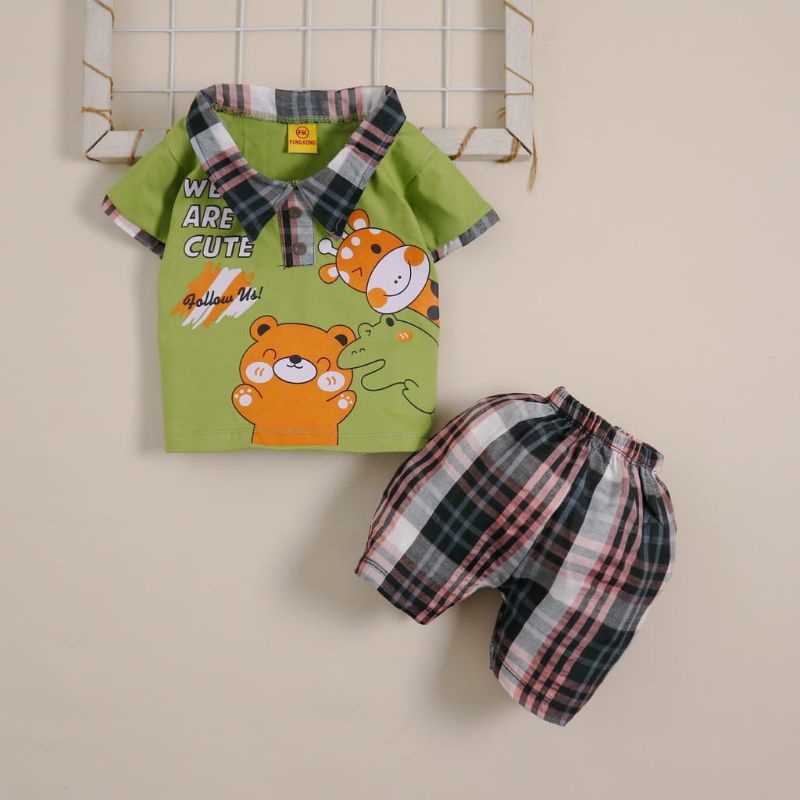 Setelan Baju Celana Bayi Anak Laki-laki Usia 3-12 bulan Motif We Are Cute