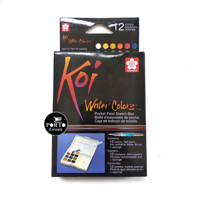 

(DISKON TERMURAH) Sakura Koi Water Colors Pocket Field Sketch Box 12 Cat Air Set Color