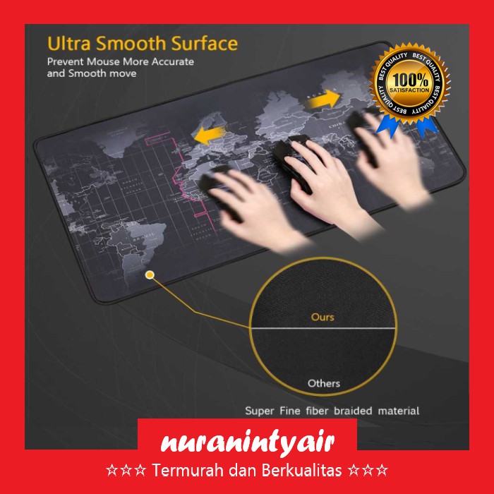 Mouse Pad Gaming Desk Mat Peta Dunia Waterproof - Mousepad Keyboard