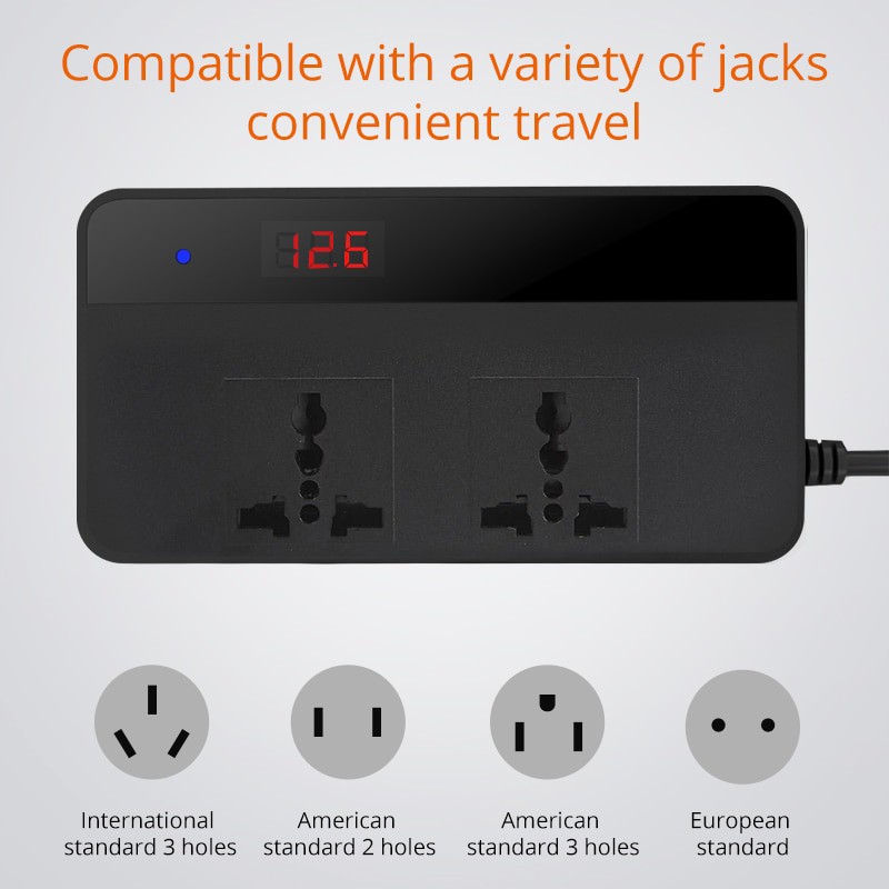 Car Power Inverter DC 12V to AC 220V 200W 4 USB Port - Black