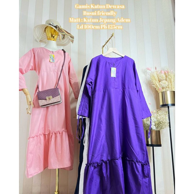 Gamis Katun Rempel Polos