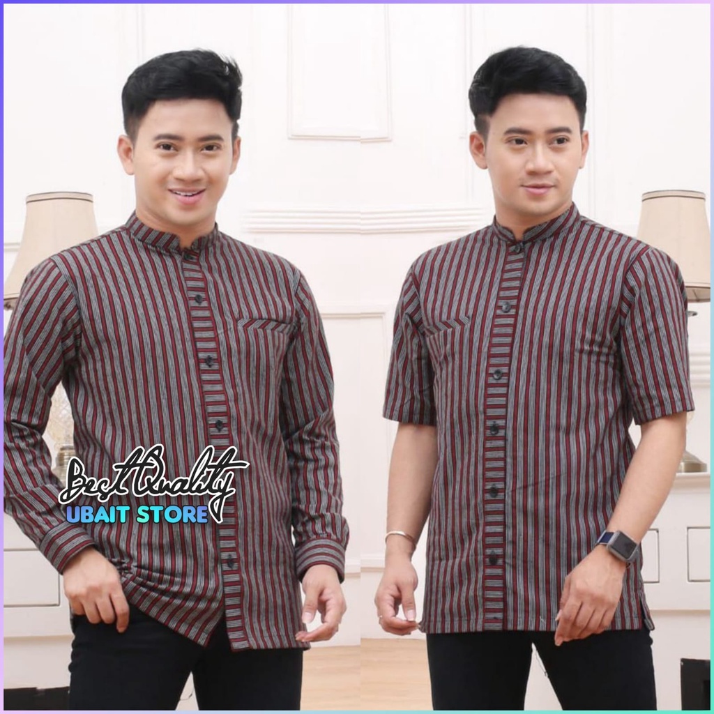 Kemeja Lurik Baju tradisional Baju Adat Kemeja Batik Lengan Panjang Pendek