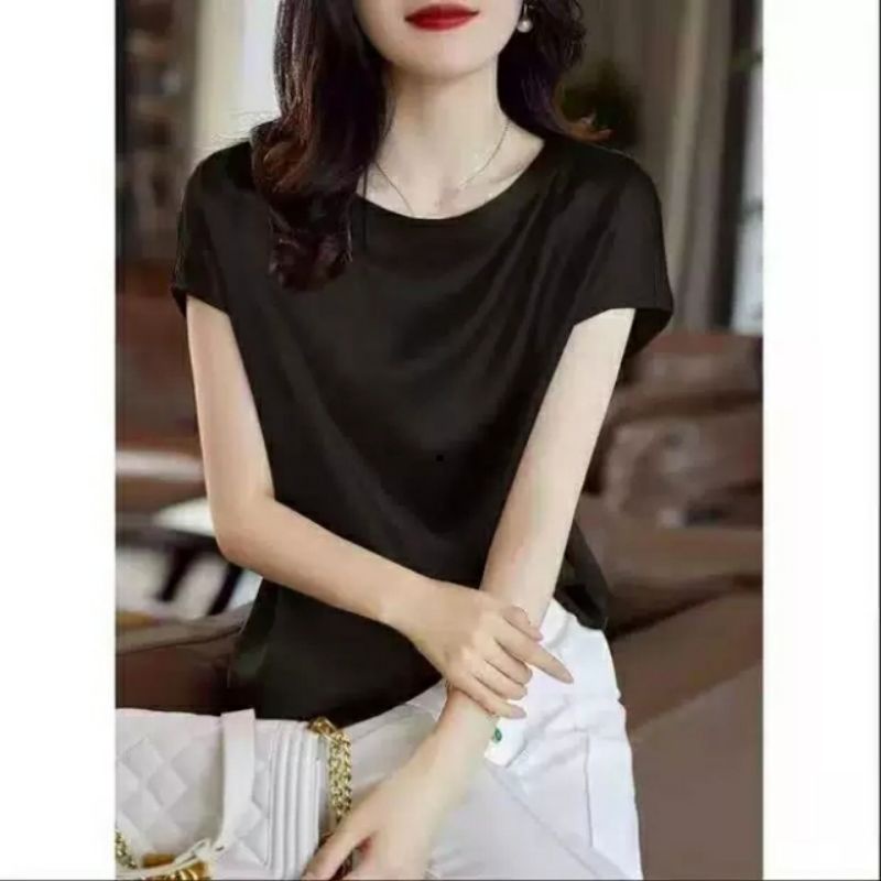 MDLV ~ 3930 Marshally Satin Batwing Top Women Batwing Top satin Premium Atasan Batwing Satin Atasan Satin Premium Atasan Satin Import Atasan Lengan Pendek Blouse Satin Blouse Premium Fashion Import