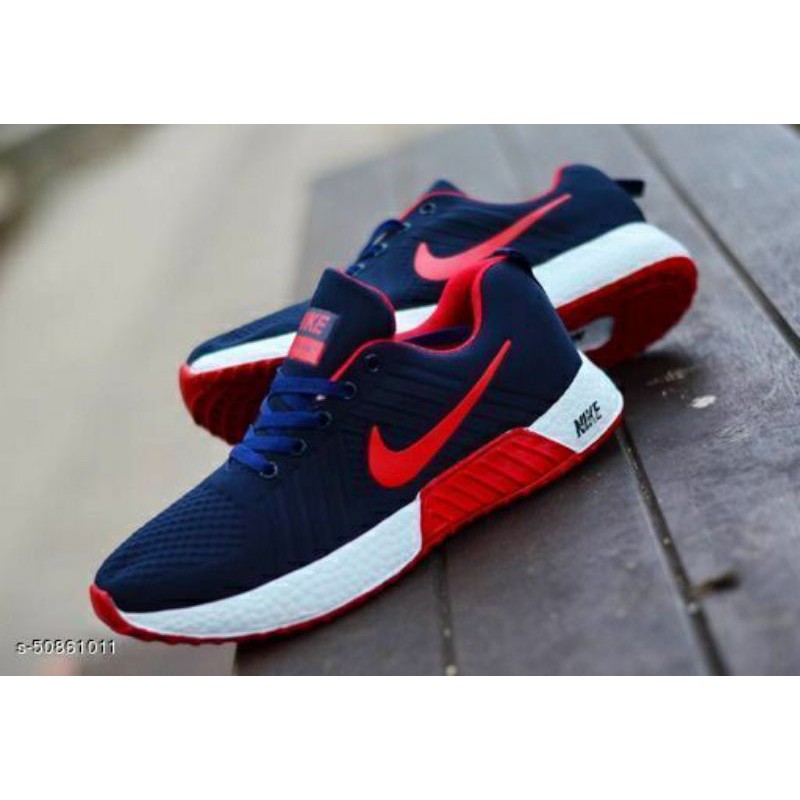 Sepatu Cowok / Pria Nike Boost Casual Sneaker Running Sport Shoes Spatu Santai Olahraga Navy Blue