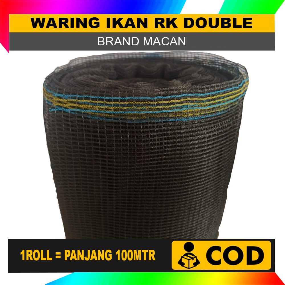 Jaring Ikan Waring KerambaHitam RK Anti Geser / Pagar Kebun dan Kolam HARGA 1 ROLL PANJANG 100 METER