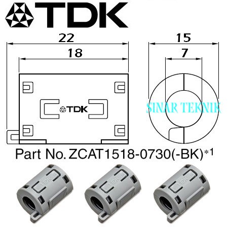 TDK ZCAT 1518-0730 Magnet Penghemat BBM Kabel Busi Motor Mobil 5-8mm BA-158