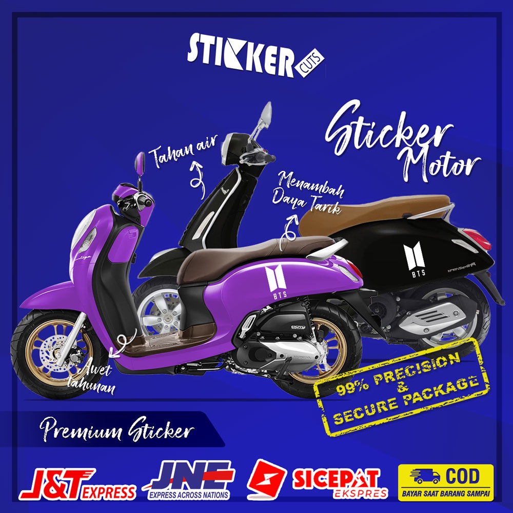 STICKER STIKER MOTOR VESPA SCOOPY LOGO BTS