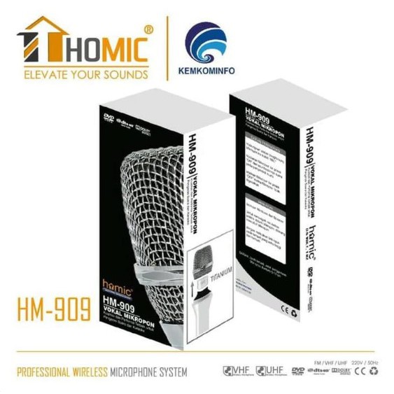 Mic Microphone Microfon Homic HM-909 Full Stainless Karaoke