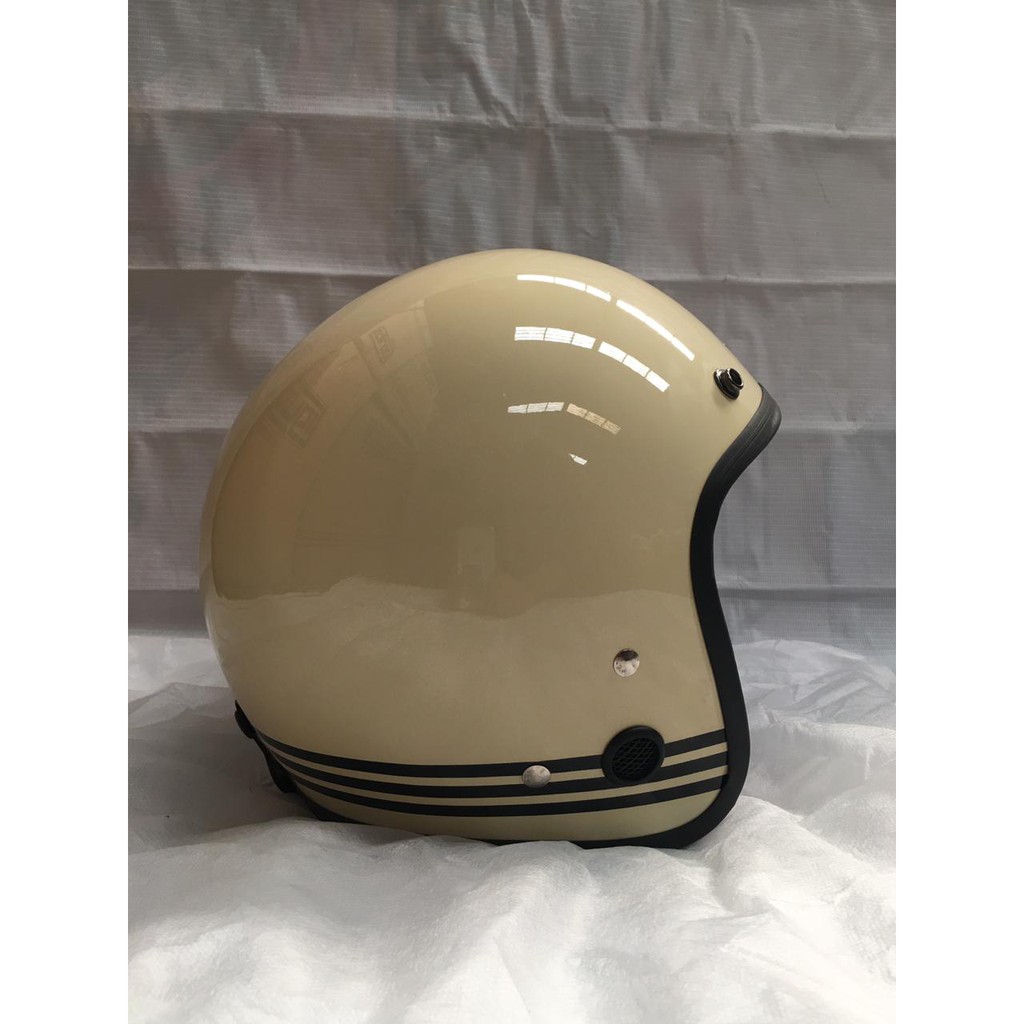 Helm Bogo / Helm Retro IOZ Line solid Cream (Free Kaca Retro)-5