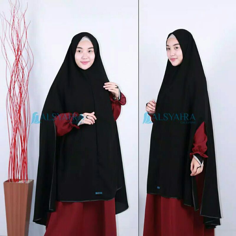 Alsyahra Exclusive Set Khimar Handsplit Non Pad Cadar Tali Bisban