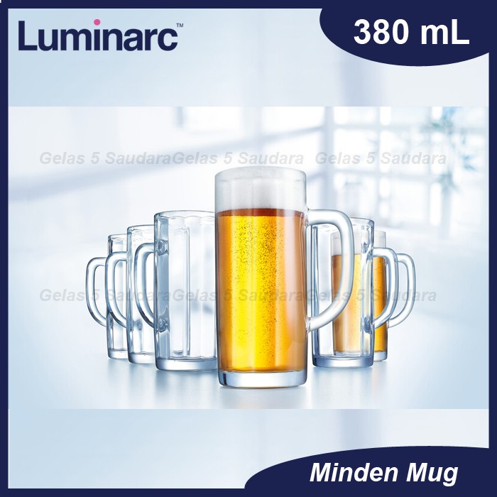 1 SET 6 PCS Luminarc Minden Mug/ Mug Beer / Mug Kaca / Gelas Kaca / Glass / Luminarc Mug Beer/Lumina
