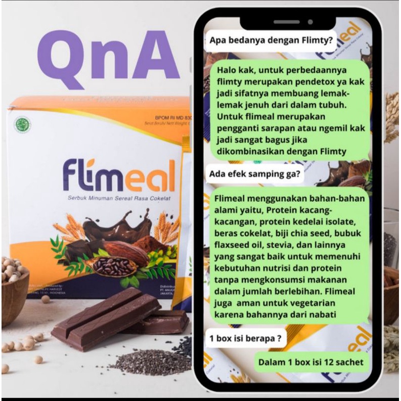 Flimeal (Meal Replacement ) 1 Box (isi 12 Sachet) Beli 2 Box Free Shaker Coklat Strawberry Vanilla Cokelat Susu