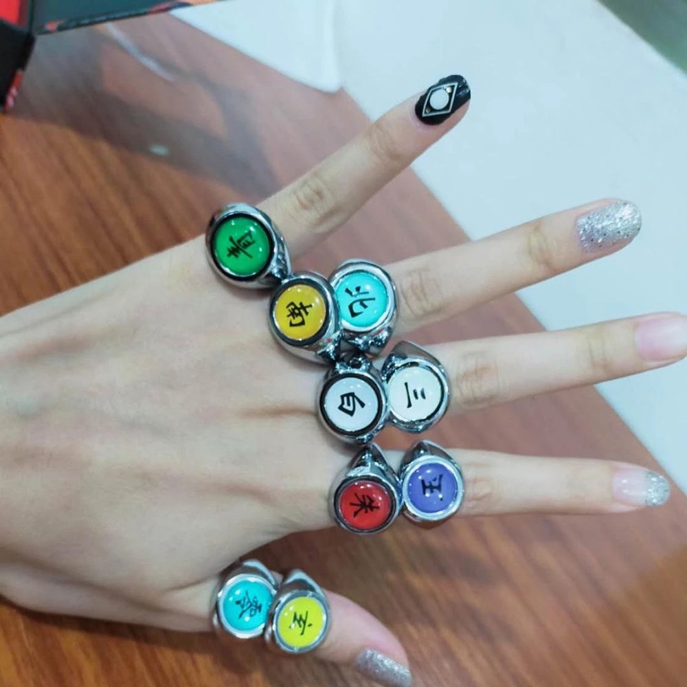 Needway  Fashion Cosplay Rings Women Shooting props Anime Ring Anime Fan Gift Japan Men Akatsuki Akatsuki Itachi Pain Orojimaru Zhu-Rings DIY Jewelry/Multicolor