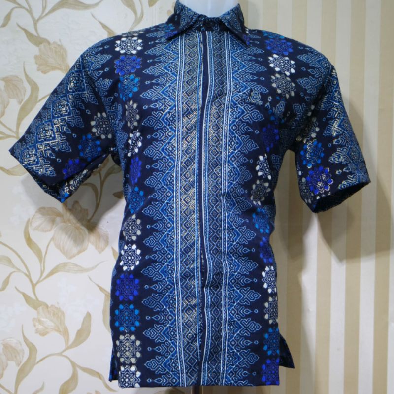 REAL PICT!!! KEMEJA BATIK PENDEK / KEMEJA LILI SILVER / TORAJA NAVY /AZALEA