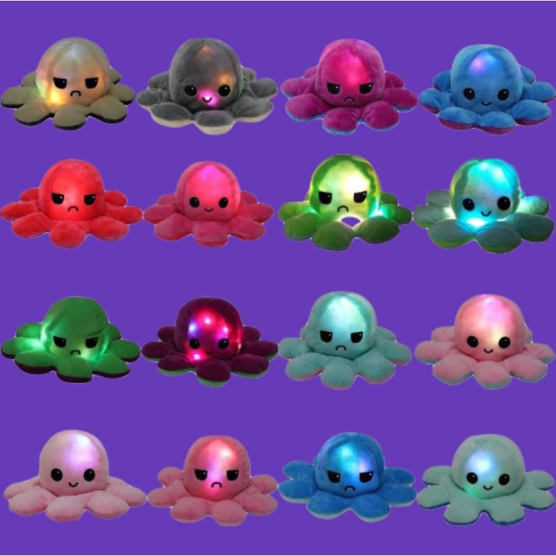 Boneka ubur gurita bolak balik octpus doll lucu lembut mainan lucu pakai led Standar SNI