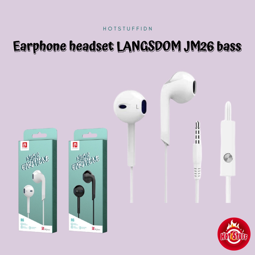 Earphone Langsdom R6 JM26 Extra Bass Headset Music Gaming Mic Premium