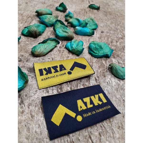 Cetak Label Baju Pakaian Kaos Celana Bahan Bordir Woven ukuran 4 x 5cm