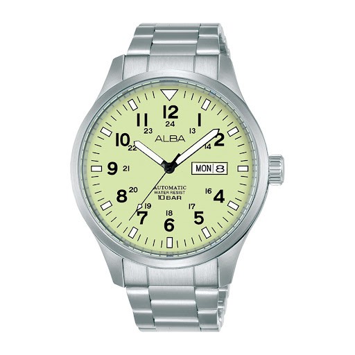 Alba AL4215X1 Automatic Full Luminous Dial Silver Stainless Steel - Jam Tangan Pria