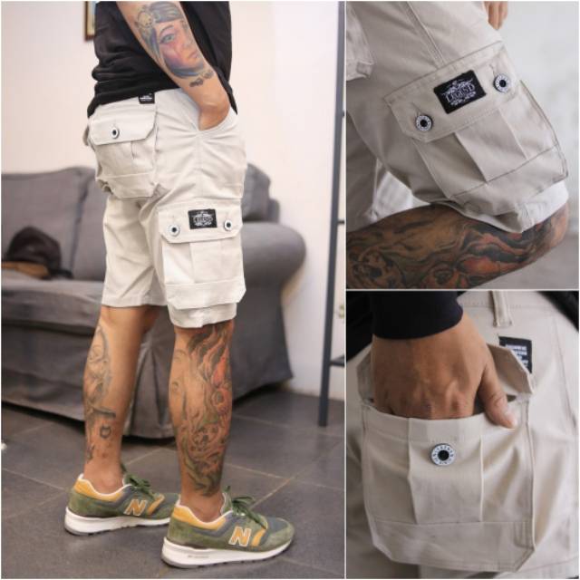 Celana cargo pendek hijau army Legend denim