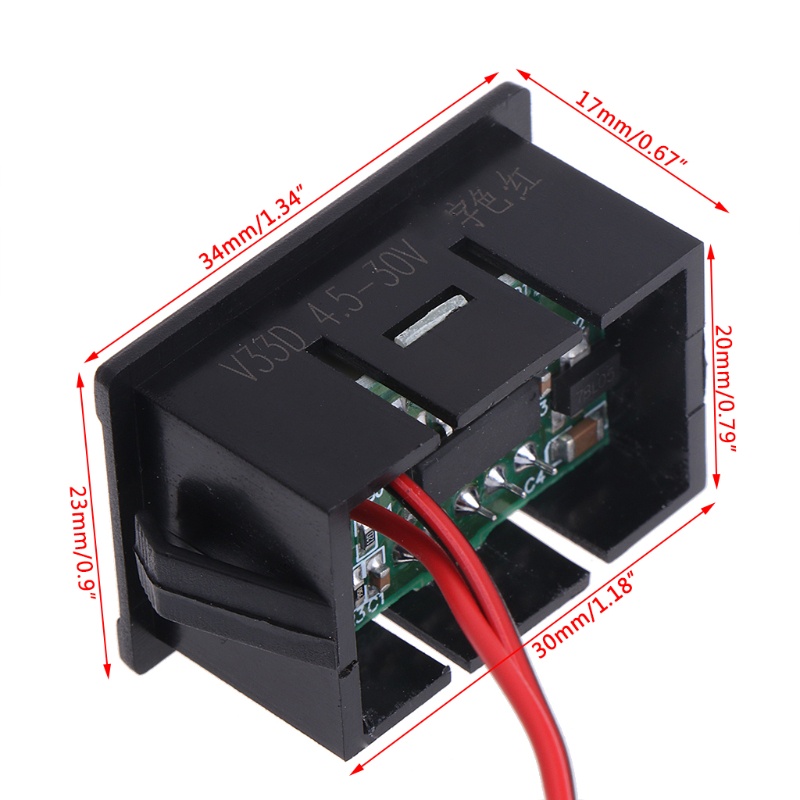 Btsg Voltmeter Digital Mini DC 2 Kabel 4.5-30V Dengan Layar LED