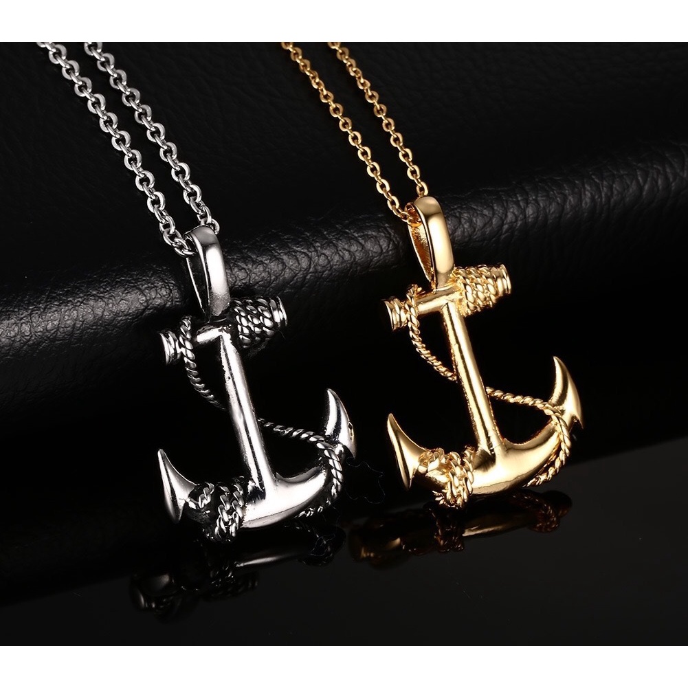 European and American style men's stainless steel anchor pendant Pirates of the Caribbean anchor necklace