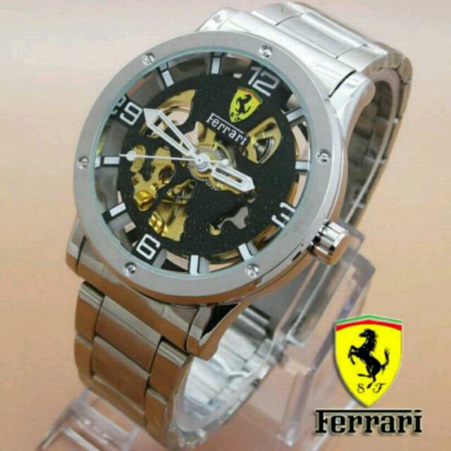 Jam Tangan Pria Elegant Exclusive Ferrari Master Premium Watch Silver Black