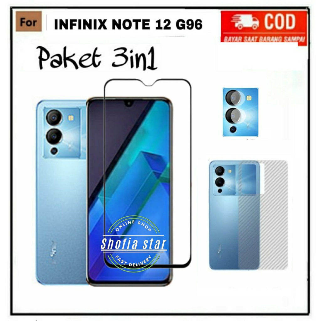 3IN1 TEMPERED GLASS INFINIX NOTE 12 G96 NOTE 12 VIP NOTE 12 NOTE 12i 2022 TG LAYAR ANTI GORES KACA FULL COVER