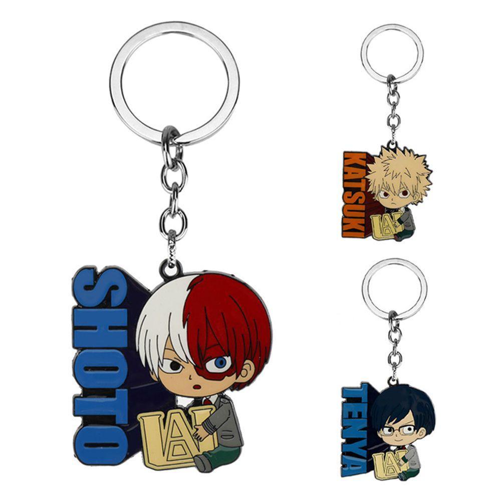 [Elegan] My Hero Academy Gantungan Kunci Aksesoris Anime Cosplay Dua Sisi Shoto/Izuku Todoroki Shouto Key Rings