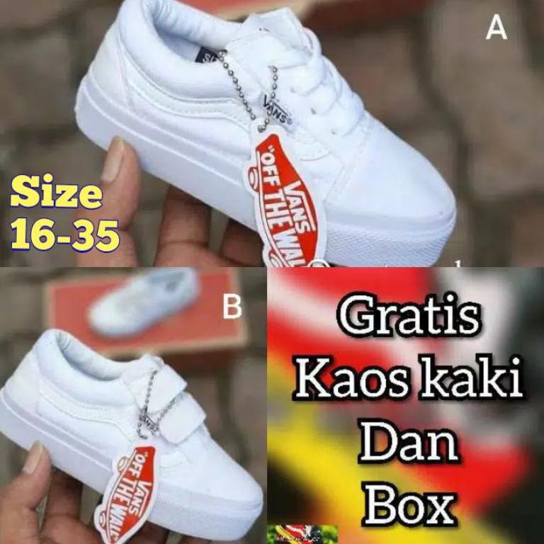 lS2Code SEPATU VANS ANAK FULL PUTIH TALI DAN PEREKAT Q1A8 (siap Kirim)