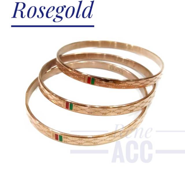 gelang titanium keroncong set isi 3 Rosegold