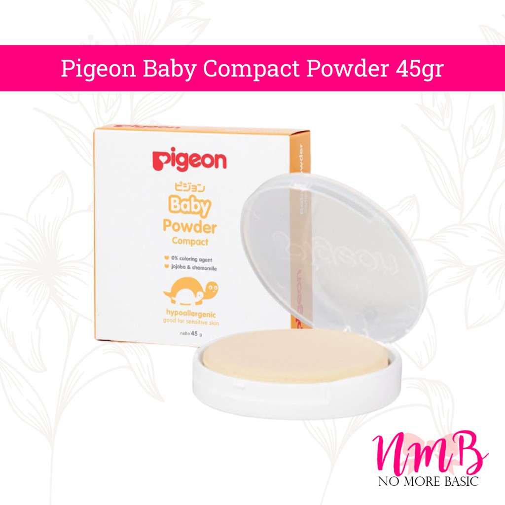 PIGEON Bedak Padat Bayi - Baby Compact Powder Cake Chamomile White 45Gr Gram With Case