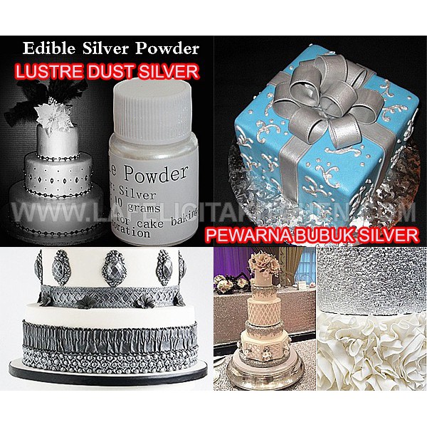 

METALLIC SILVER LUSTRE DUST PERAK 10 GRAM EDIBLE COKLAT LUSTER CAKE DIMSUM Fondant coklat bubuk KUE