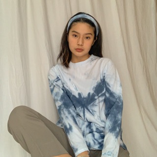 Kaos Tie dye lengan panjang  white base with sollar 