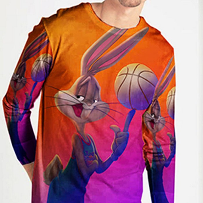 Fullprint Tshirt Bugs Bunny Basket Kaos Tangan Panjang Bahan Polyester Jersey T-SHIRT Unisex [Bisa C