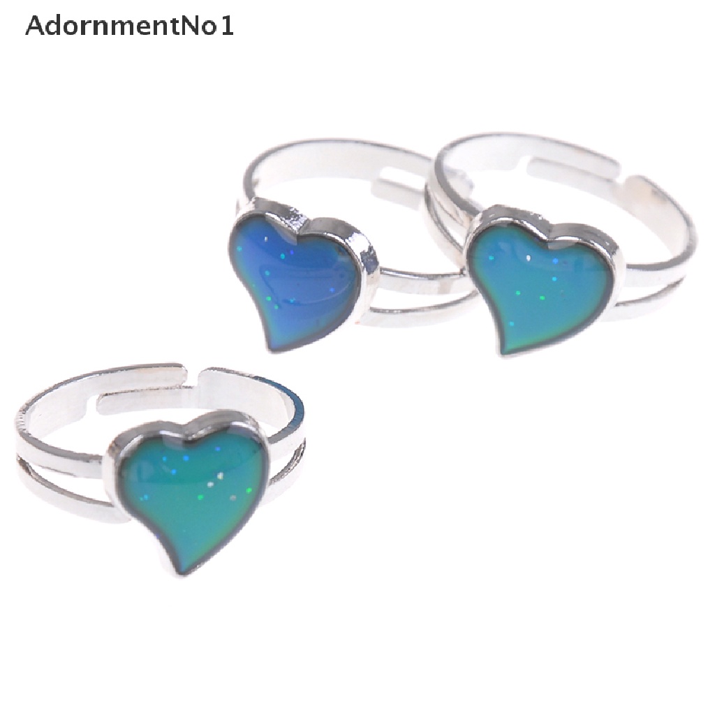 (AdornmentNo1) Cincin Mood ring Adjustable Berubah Warna Sesuai Suhu Bentuk Hati