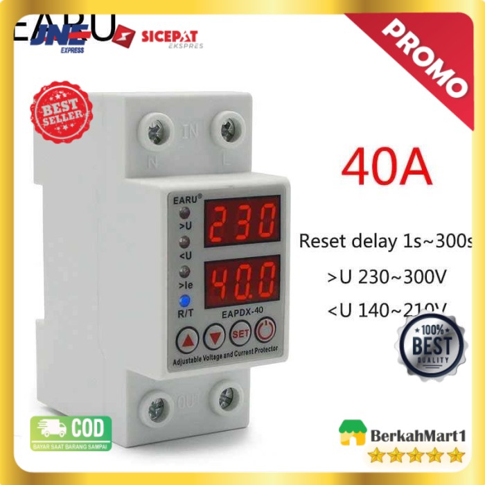 Din Rail Reconnect Over Under Voltage Protective 220V 40A EARU