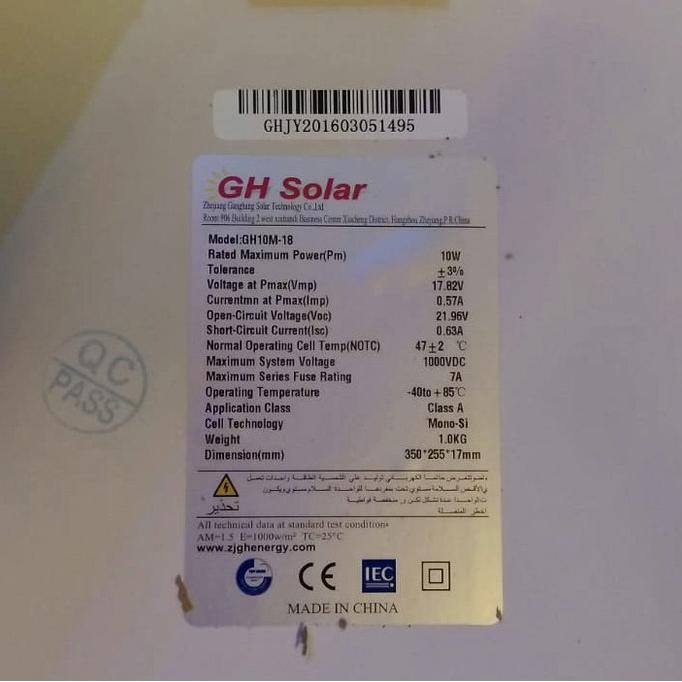 Solar Panel Cell Modul Surya Gh 10Wp 10 Wp 12V 12 V Mono Star
